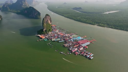 Aerial view of Ko Panyi village, Thailand.