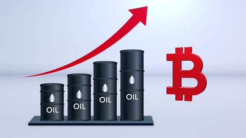 Oil Prices Growing Up With Bitcoin Symbol V2