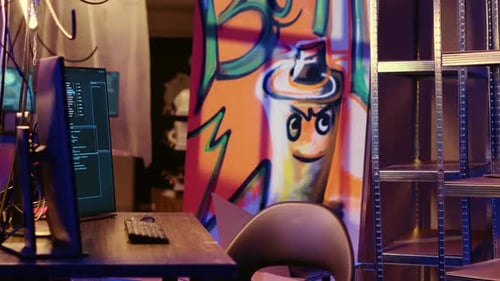 Graffiti Painted Empty Hideaway with PCs