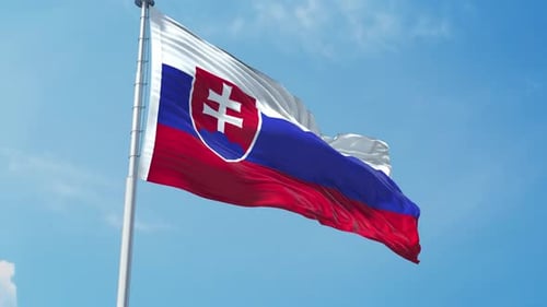 Slovakia Flag Waving in Realistic Slow Motion