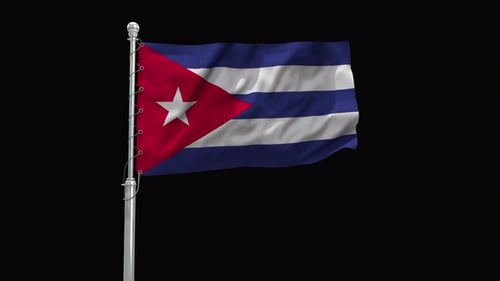 Cuban Flag Waving on Black Background