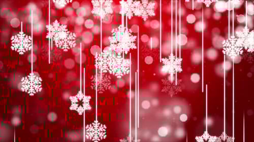 Red Snow with Falling Snowflakes Winter