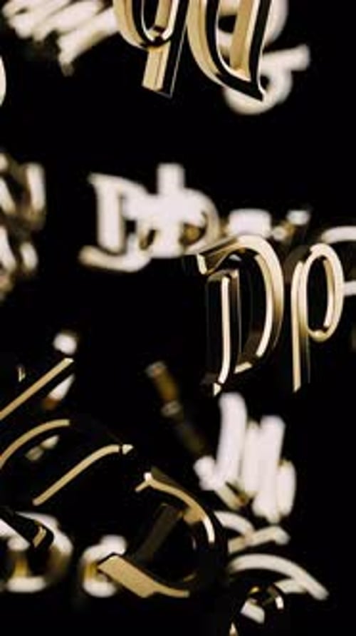 Elegant Gold 3D Letters Flying Loop Animation