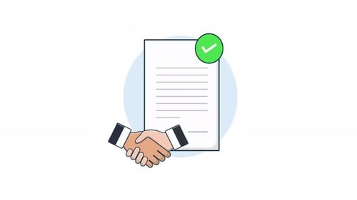 Corporate Handshake Agreement Document Animated Flat Design