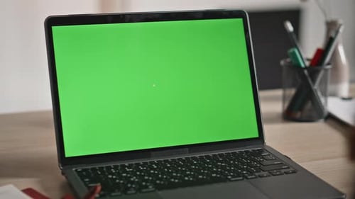 Hands Tapping Mockup Laptop Touchpad Browsing Online Application Office Closeup