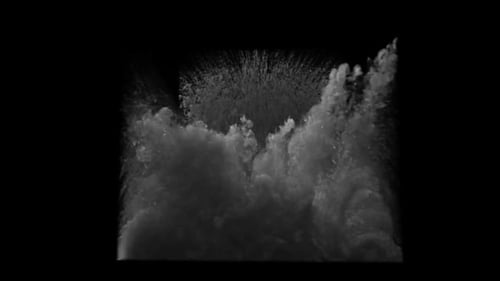 Exploding dust debris toward camera, transparent background