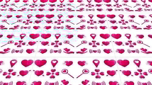 Animated 3D Love Icons Seamless Repeating Pattern