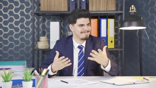 Stressed and angry businessman in the office.