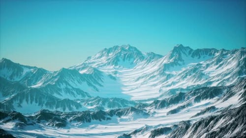 Snow Covered Beautiful Mountain Peaks