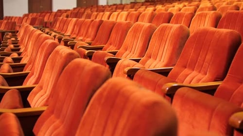 Minsk Concert Hall Belarus Row of Empty Spectator Chairs in the Empty Auditorium