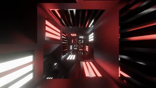 White And Light Red Glowing Mirror Cyber Tunnel Background Vj Loop In HD