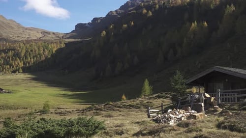 Wooden Huts On A Meadow At Austrian Alps 3