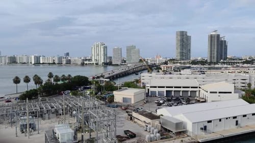 Miami city Aerial view cityscape video background with modern architecture | Drone shot of a Miami c