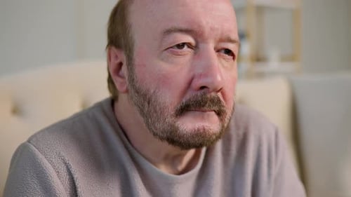 Adult Man with Beard Indoors Close Up