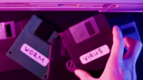 Using Diskette with Virus Closeup