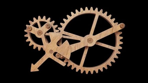 Seamless Wooden Mechanical Gear Loop Animation