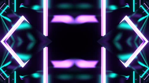 Turquoise And Purple Kaleidoscopic Neon 3D Pattern Background Vj Loop In 4K