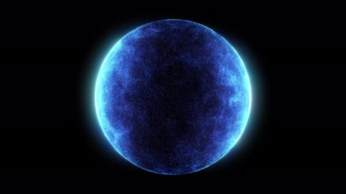Abstract Glowing Blue Particle Sphere Rotation Background