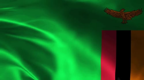 Dynamic Waving Flag of Zambia Animation Background