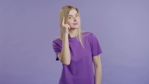 Resourceful Teenage Girl you Think About It Looking Camera on Violet Idea