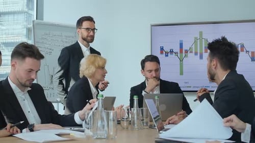 Group Meeting of Businessman People in Office Company Meeting for Brainstorm in Big Office Ceo