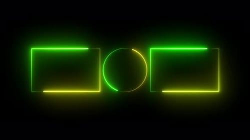 Neon green and yellow color rectangular and circle frame animation . 4k motion background .