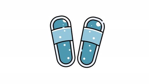 Animation eines Paares blauer Flip-Flops.