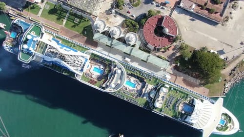 top view of a cruise ship visiting the city of puerto vallarta
