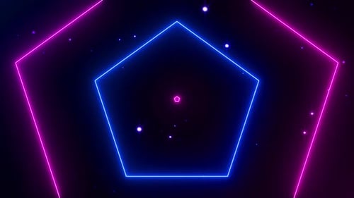 Glowing Neon Geometric Pentagons Looping Background