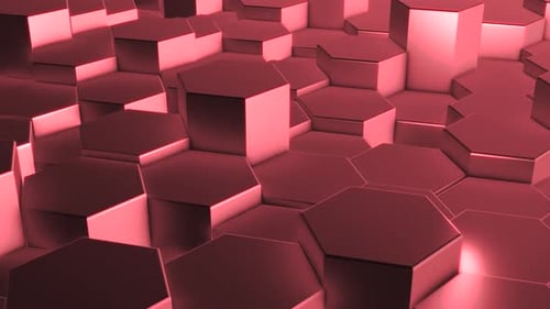 Abstract Red Hexagon Grid Pulsating Background Animation