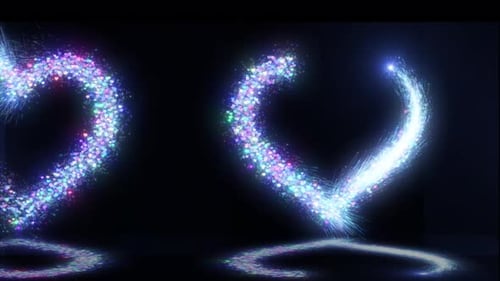 Particle Heart Trail With Glitter Glowing Particle Background,magic Heart Sparkle Glitter Particle