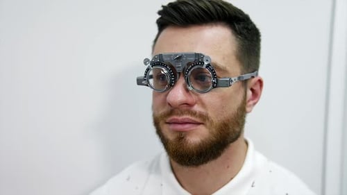 Man Getting an Eye Exam Close Up