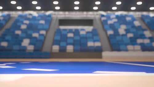 Basketball Ball on Empty Basketball Court of Arena 3d Animation