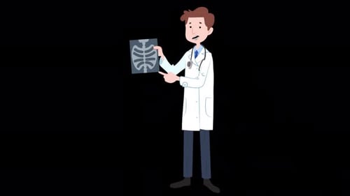 Arzt untersucht Röntgenbild der Lunge eines Patienten in 4K auf dem Alphakanal