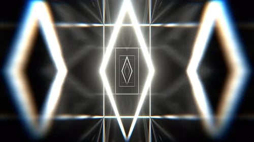 Weißer Korridor mit Neonrahmen-Hintergrund Vj Loop I 4K