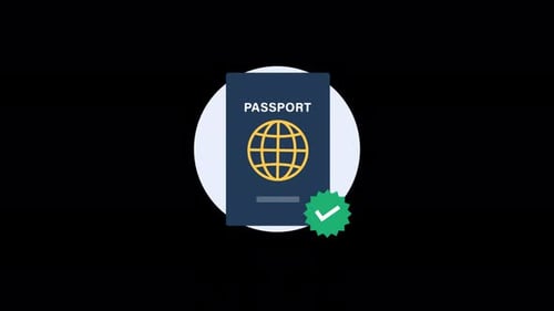 Animated Flat Design Passport Verification Icon