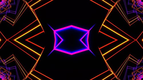 Violetter und orangefarbener spiralförmiger Kaleidoskop-Hintergrund VJ Loop In 4K