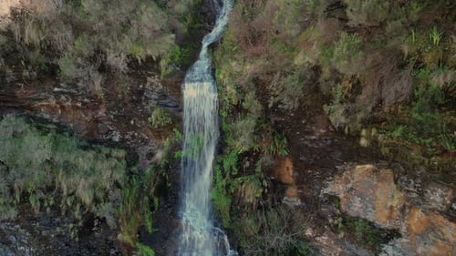 Aerial View Of Pedreira Waterfall In Daytime In Spain.