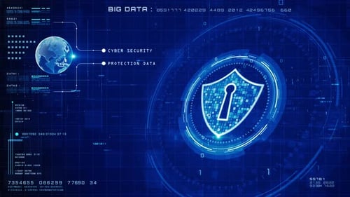 Futuristic Digital Cyber Security Data Animation Background