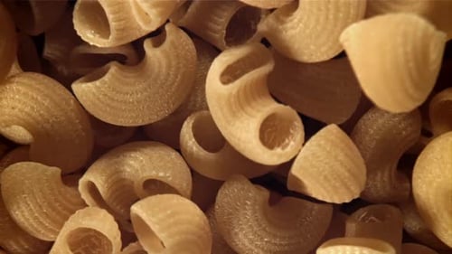 The Dry Pasta Flies Up and Falls Down Filmed on a Highspeed Camera at 1000 Fps