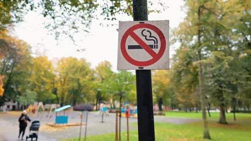 No Smoking Signs Near Park Paths Included Signage Showing No Smoking Restrictions at Park Pathways