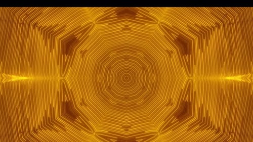 Abstract Golden Glowing Geometric Kaleidoscope Background