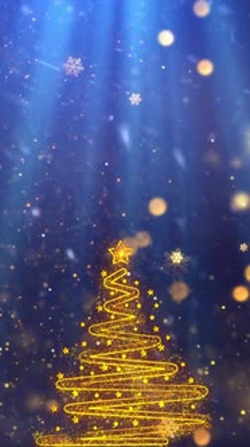 Animated Golden Glitter Christmas Tree Holiday Background