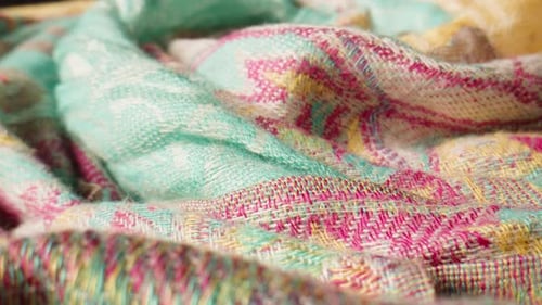 Macro Shot of Multicolored Abstract Pattern Fabric