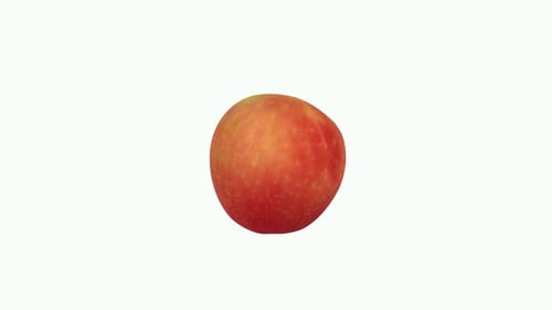 Realistic Rotating Red Apple on White Background
