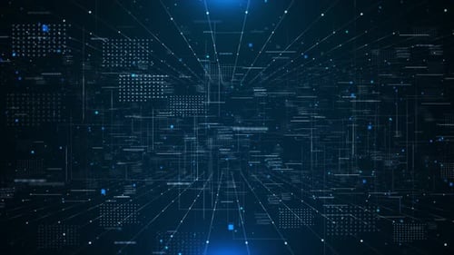 Futuristic Digital Network Grid Data Loop Background