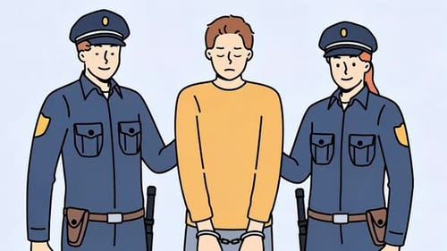 Police Officers Escorting Handcuffed Person Flat Design Animation