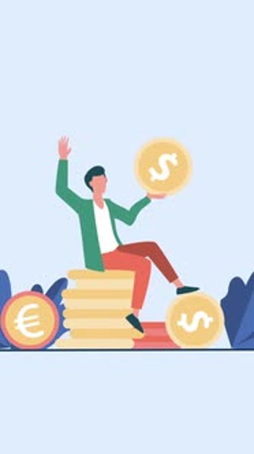 Happy Businessman Earning Money Vertical