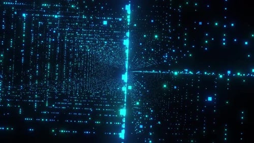Big data digital dot cyber space drone fly.