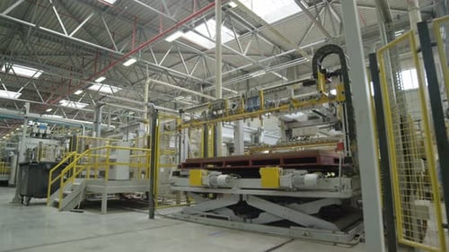 Industrial Manufacturing Equipment in Brightly Lit Factory